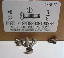8-32x3/8 Oval Head Slotted Machine Screws Stainless Steel 30