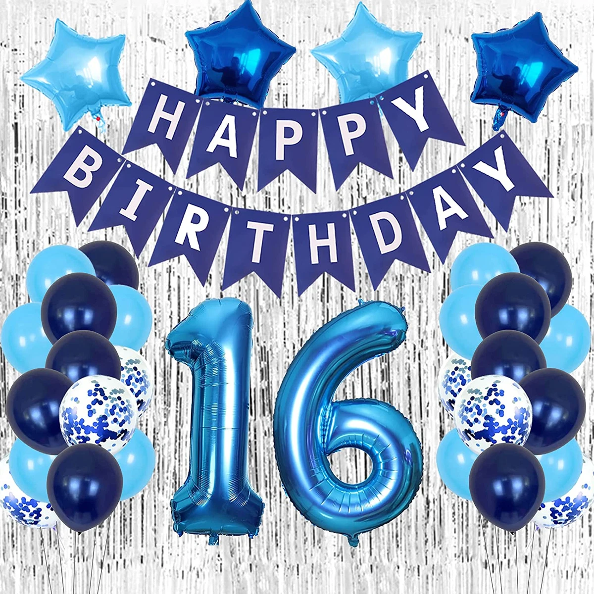 16 Birthday Decorations, Blue 16Th Birthday Decorations Girls Boys Party Supplie