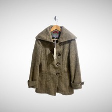 Firetrap James Pea Coat Brown Mix Womens Jacket Wool Blend Garment New