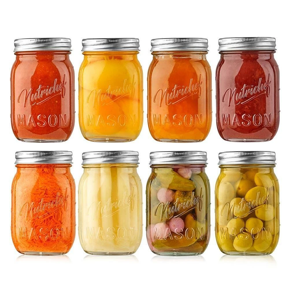 32 OZ Wide Mouth Mason Jars, Glass Jars with Silver Metal Airtight Lids,  Perfect for Meal Prep, Food Storage, Canning, Drinking, Preserving, Favors