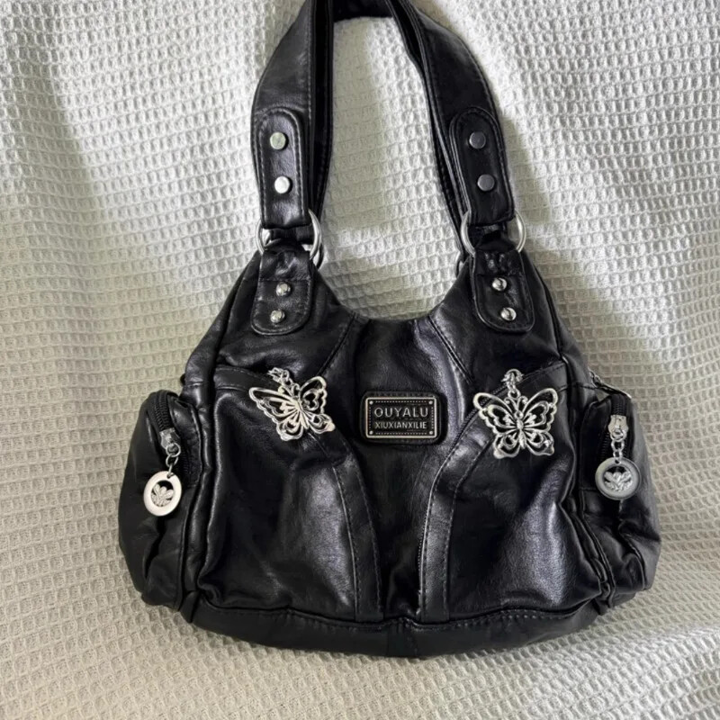 Y2k Black Womens Shoulder Bag Advanced Fashion Tote Bag