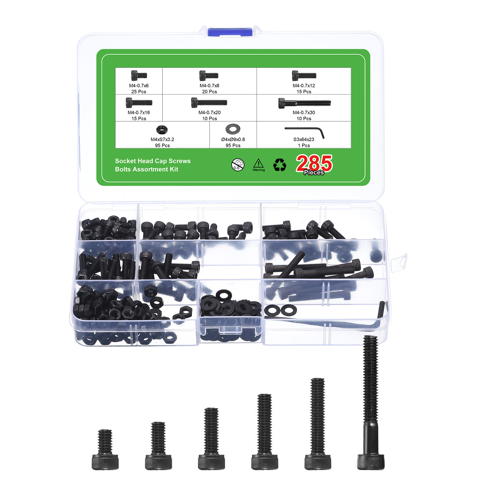 Hex Socket Bolt Kits (M4), Grade 12.9 Hexagon Socket Drive Screws