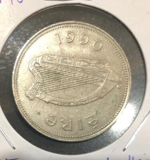 1990 Ireland One Punt Eire Coin Irish Gaelic Harp Red Deer 1st Year Type-KM#27