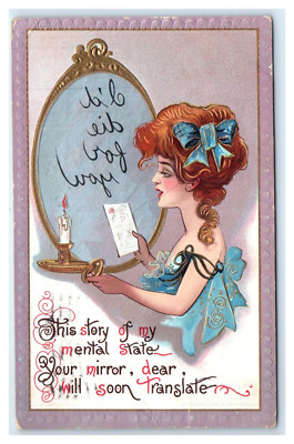 1912 Postcard- DWIG MIRROR - THIS STORY OF MY MENTAL STATE MIRROR DEAR SOON TRAN