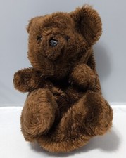 Vintage Brown Teddy Bear Hand Puppet Plush w/Storage Zipper