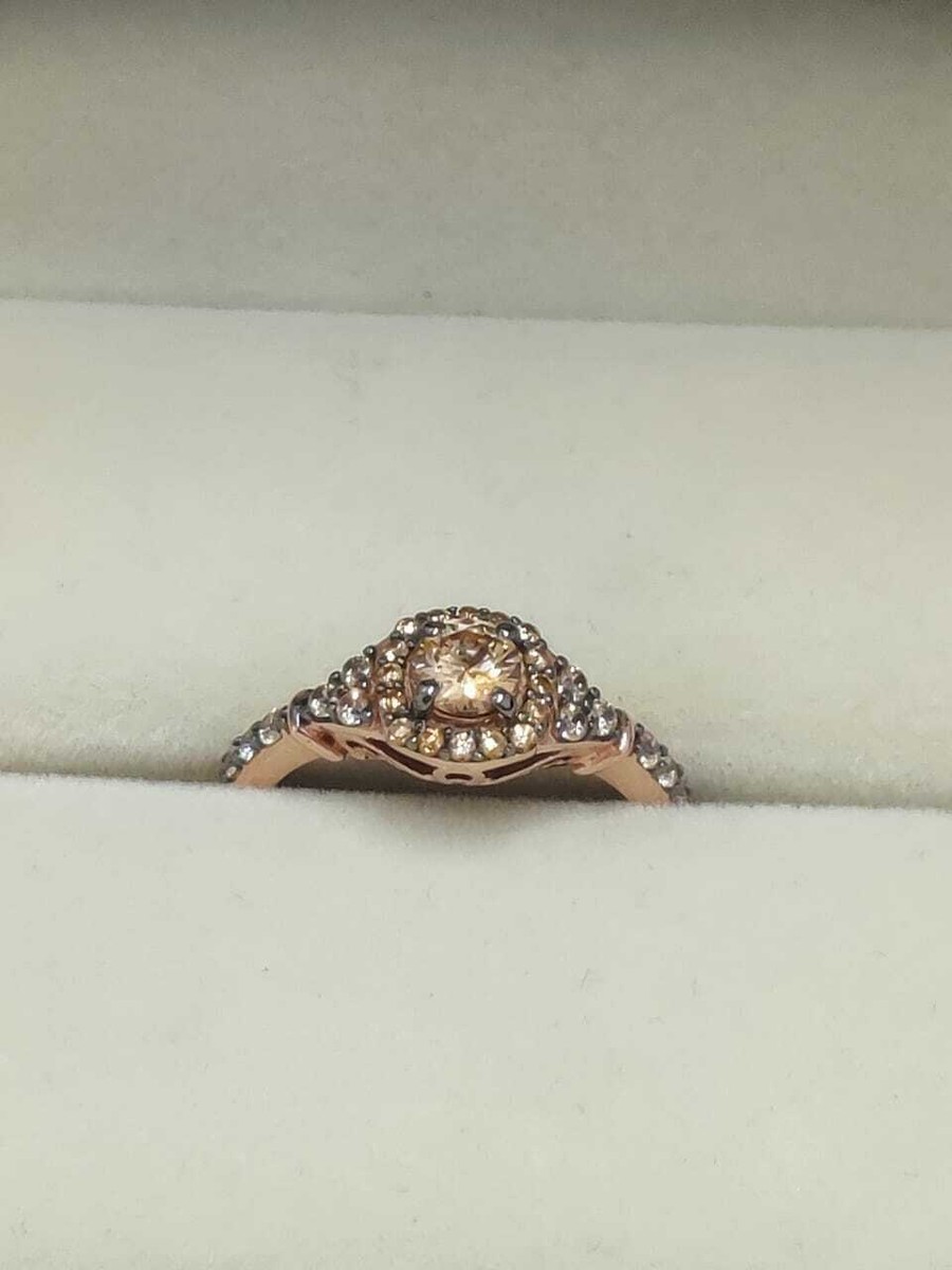 Natural Center Moissanite Diamond Ring Yellow Gold Plated Silver