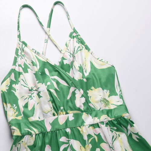 Women Dresses Floral Spaghetti Strap V Neck Boho Long Maxi Dress Summer Sundress - Picture 32 of 54