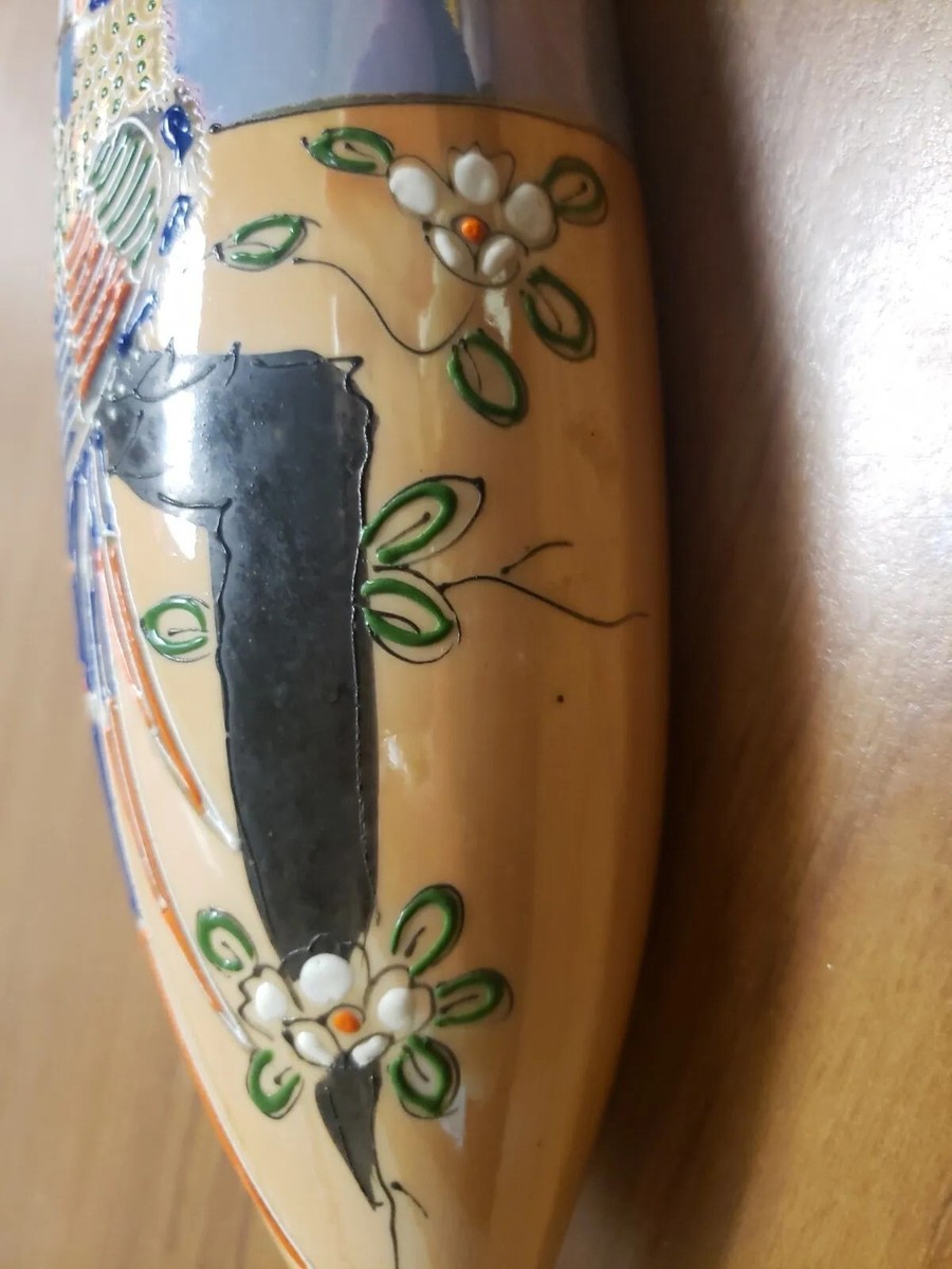 Vintage Moriage Lusterware Bird Japanese Hand Painted Wall Vintage Moriage Lusterware Bird Japanese Hand Painted Wall