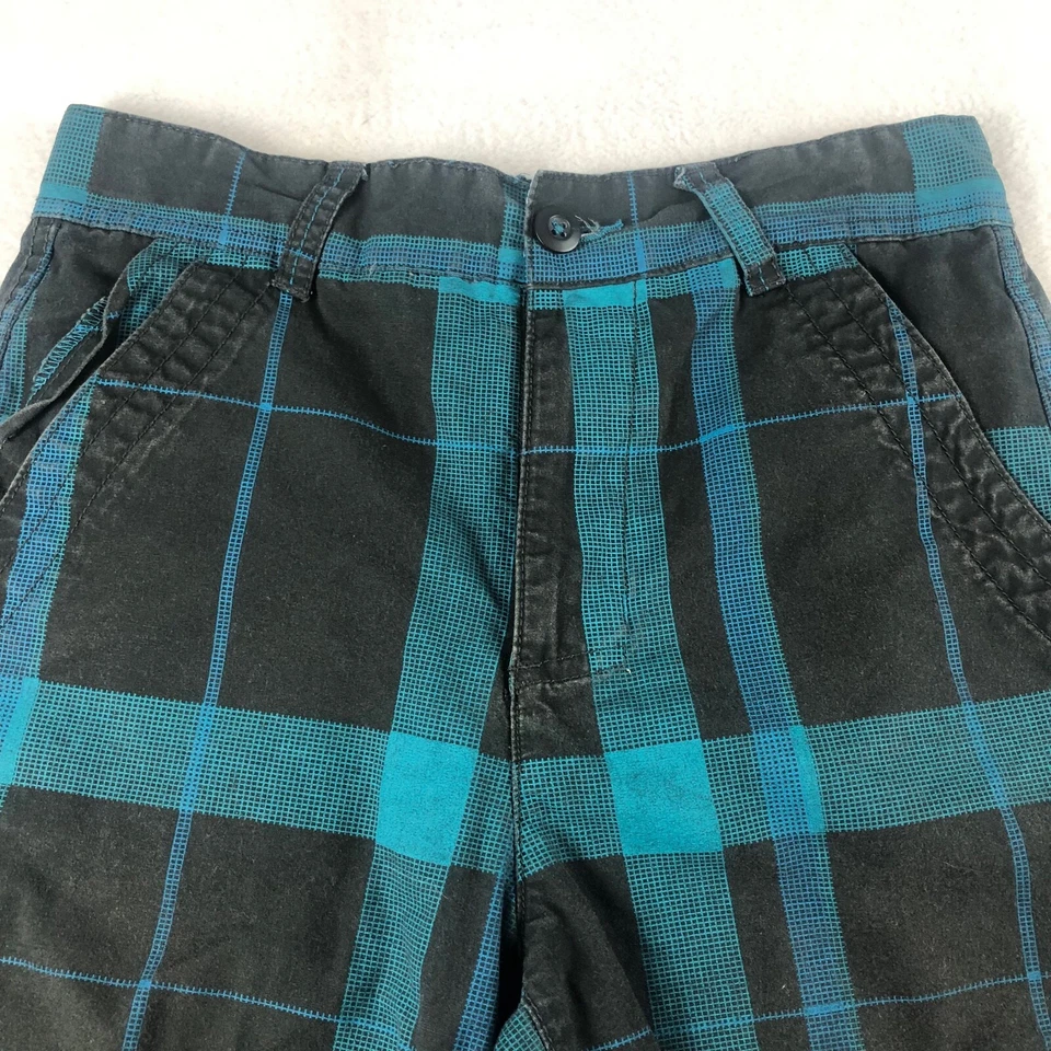 Pantalones Cortos OP Ocean Pacific Niños 12 Negro Azul Cuadros Bolsillo Carga 28x11 Foto 2 de 4