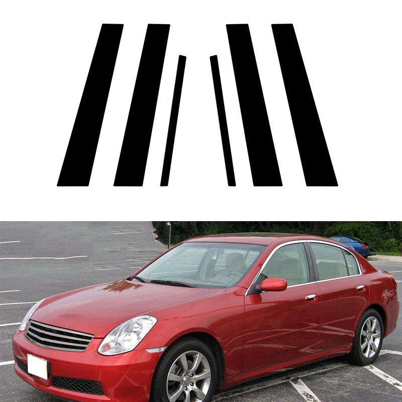 Postes de pilar de janela preto brilhante acabamento adequado para Infiniti G35 G37 2002-2013 - Imagem 2 de 4
