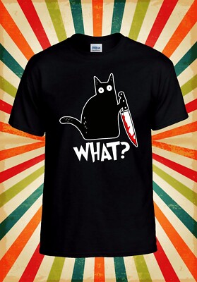 What Killer Black Cat Messer lustig Männer Frauen Unisex Baseball T-Shirt Top 2887