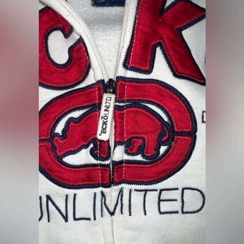 Ecko Unltd. Men's White, Black & Red Hoodie SZ S. Y2K Streetwear - Picture 8 of 13