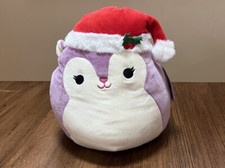 New Squishmallows 11 Nwt Purple Allina Squirrel With Santa Hat Plush Christmas