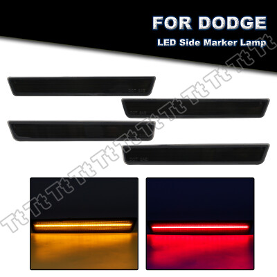 For 2015-2022 Dodge Challenger Front Rear LED Side Marker Light Lamp Smoked Lens