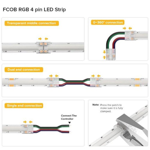 2/3/4pin LED Strip Corner Connector for COB fob Single Color RGB CCT Strip light - Imagen 13 de 23
