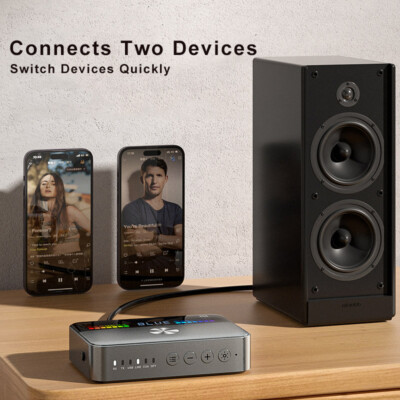 Bluetooth Audio Adapter AUX/RCA/USB/Digital&Analog Optical Music RX/TX NFC RGB
