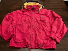VINTAGE TYROLIA ON-TRAK WINDBREAKER JACKET ( MENS LARGE ) RED TONE PREOWNED 