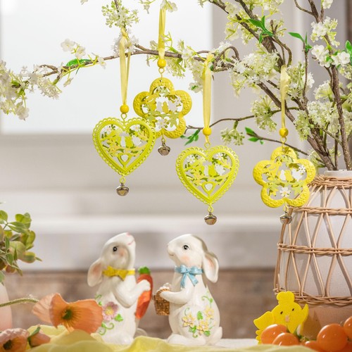 Valery Madelyn Metal Hanging Tree Decorations x8 Brown Yellow Green Wooden box - Picture 2 of 3