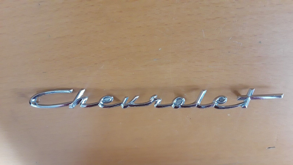 1957 Chevy Hood or Trunk Emblem Script Chevrolet Chrome | eBay