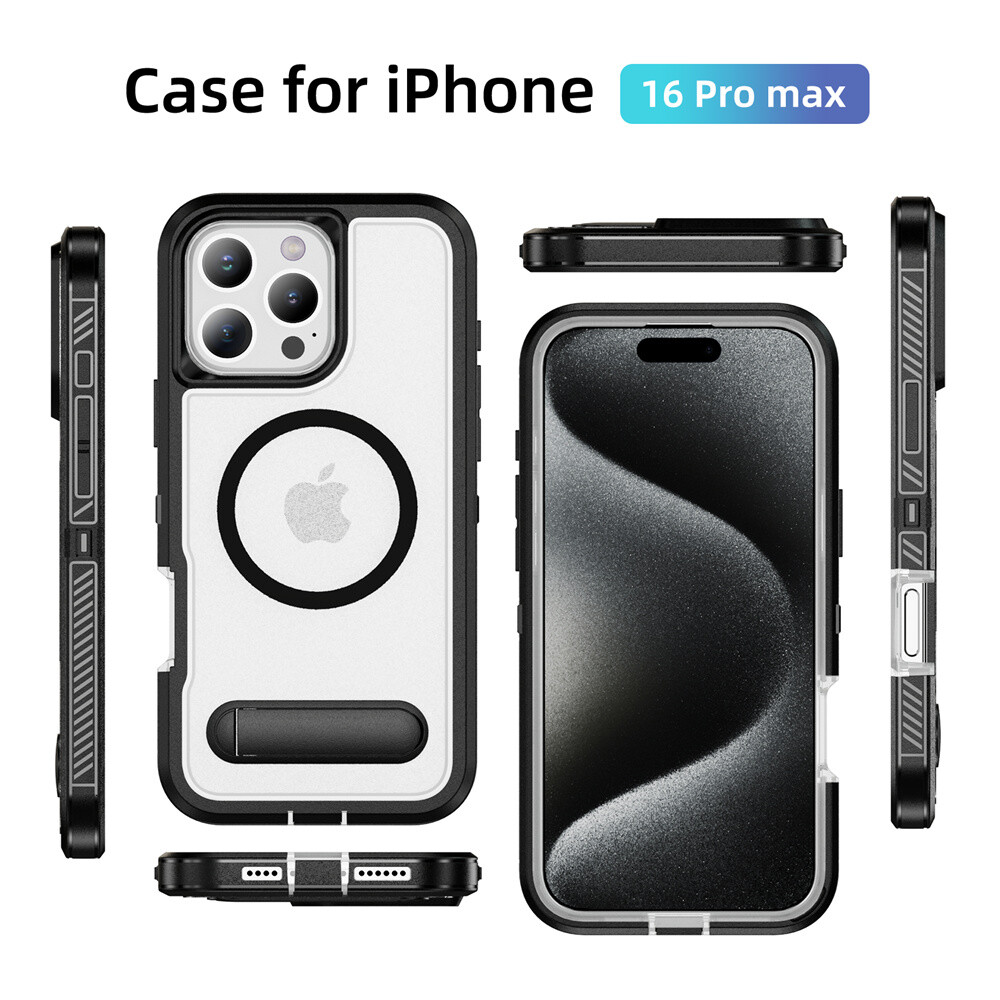 For iPhone 18 17 16 15 14 13 Pro Max Shockproof Stand Armor Case Magsafe Cover — image 8