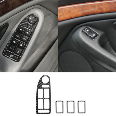Fit For BMW 5 Series E39 Carbon Fiber Car Interior Window Control Cover Trim 4*