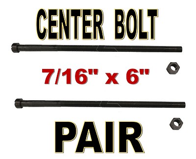 Leaf Spring Center Bolt Pin - 7/16 x 6 (PAIR) Fine Threaded Leaf Bolts with Nuts