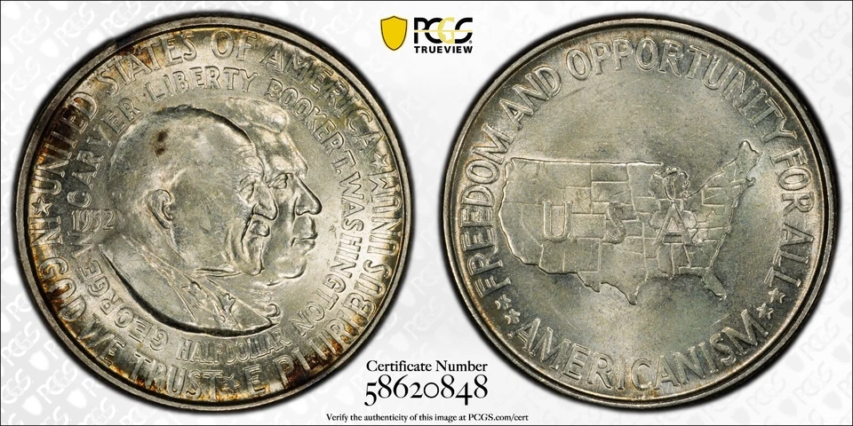 1952 90% Silver Washington-Carver Half Dollar PCGS MS64 Luster KM200 Classic FS - Image 2 of 4