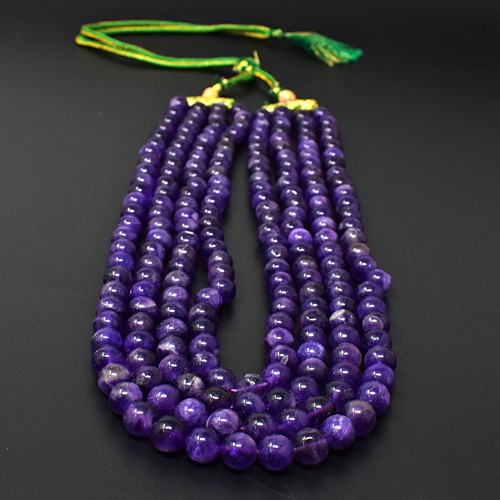 Round Shape 1017 Cts Natural 5 Strand Purple Amethyst Beads Necklace JK 34E295 - Picture 3 of 5