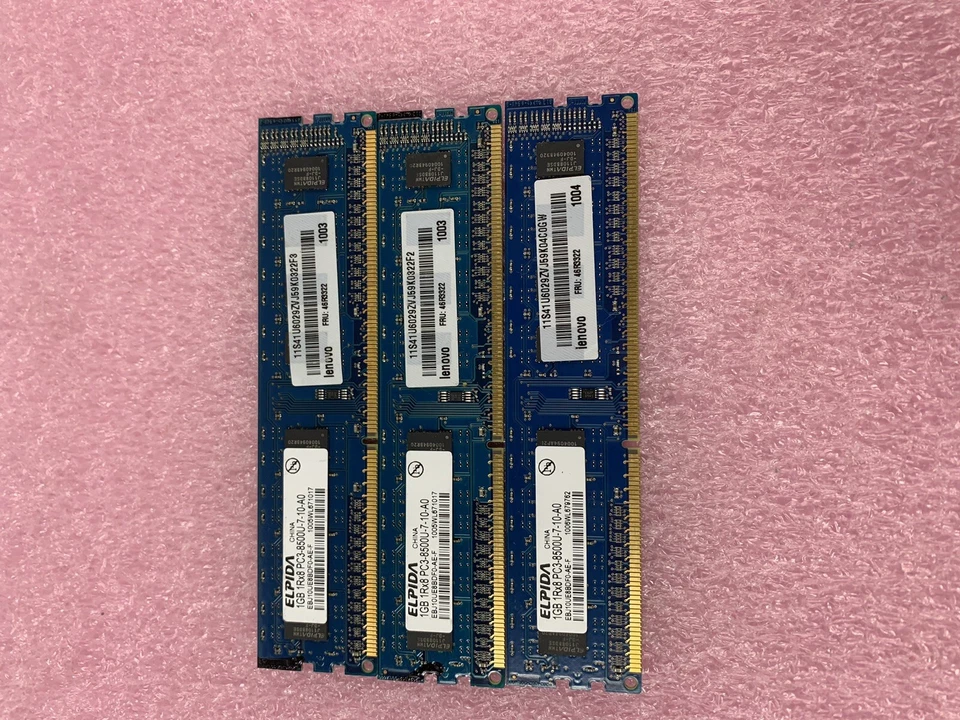 Lot( 3 ) 1GB Elpida EBJ10UE8BDF0-AE-F 1Rx8 1066MHz PC3-8500U Desktop Memory RAM - Image 2 of 4