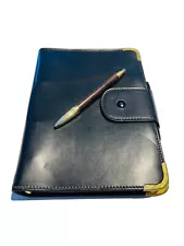 Vintage GUCCI GG Black Leather Agenda Organizer with Pen