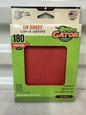 Gator 25-Piece 180 Grit Red Resin 1/4 Sheet Clamp-On Sandpaper for Palm Sander