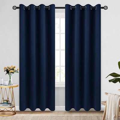 Cortinas Blackout Azul Marino Para Sala Elegantes Moderna 2 Paneles 84 Pulgadas