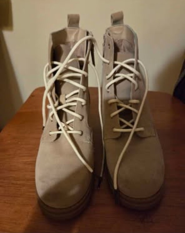 Cole Haan Camea Combat Boot Taupe Suede Women's W25397 Size 8B