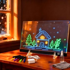 Battery Powered LED Drawing Board for Kids Ages 6+, 13.7"x10" Light Up Dry Erase
