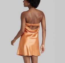 Wild Fable Women's Satin Tube Orange Dress  Size XXS
