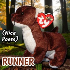 🦡 RUNNER 🦡 2000 Ty Beanie Babies Brown MONGOOSE w/ NICE Poem *MWMT*