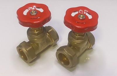 2er Pack 22 mm Radkopf Absperrschieber Messing Kompression - KOSTENLOSE LIEFERUNG