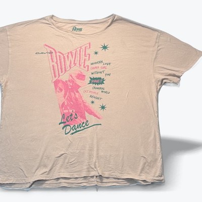 David Bowie T Shirt Lets Dance Graphic Tee Tan Pink XL Modern Love China Girl