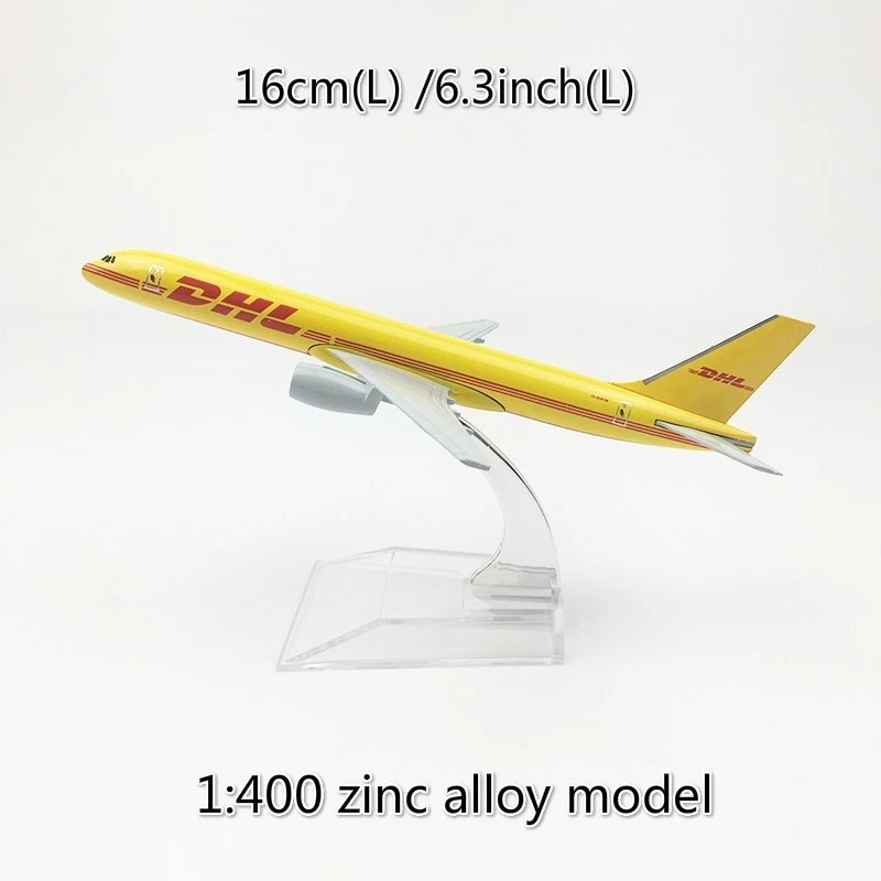 Aereo Modello in Lega Diecast 1:400 Boeing 757 DHL 16cm Regalo per Collezionisti - Immagine 2 di 4