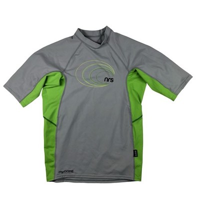 NRS H2Core Rash Guard Mens Medium Green Gray 1/2 Sleeve Kayak Paddle Shirt