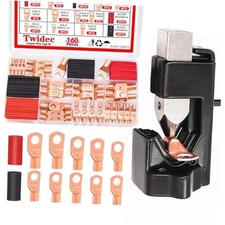 /160PCS Battery Cable Ends AWG 2 4 6 8 10 12 Gauge Copper 160PCS Crimper Tool