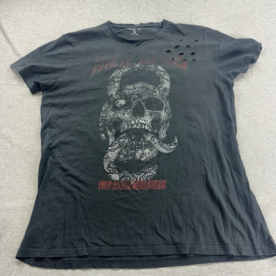 White Viper Black Venom Tour TShirt Womens XL Black Distressed Ripped Band Tee