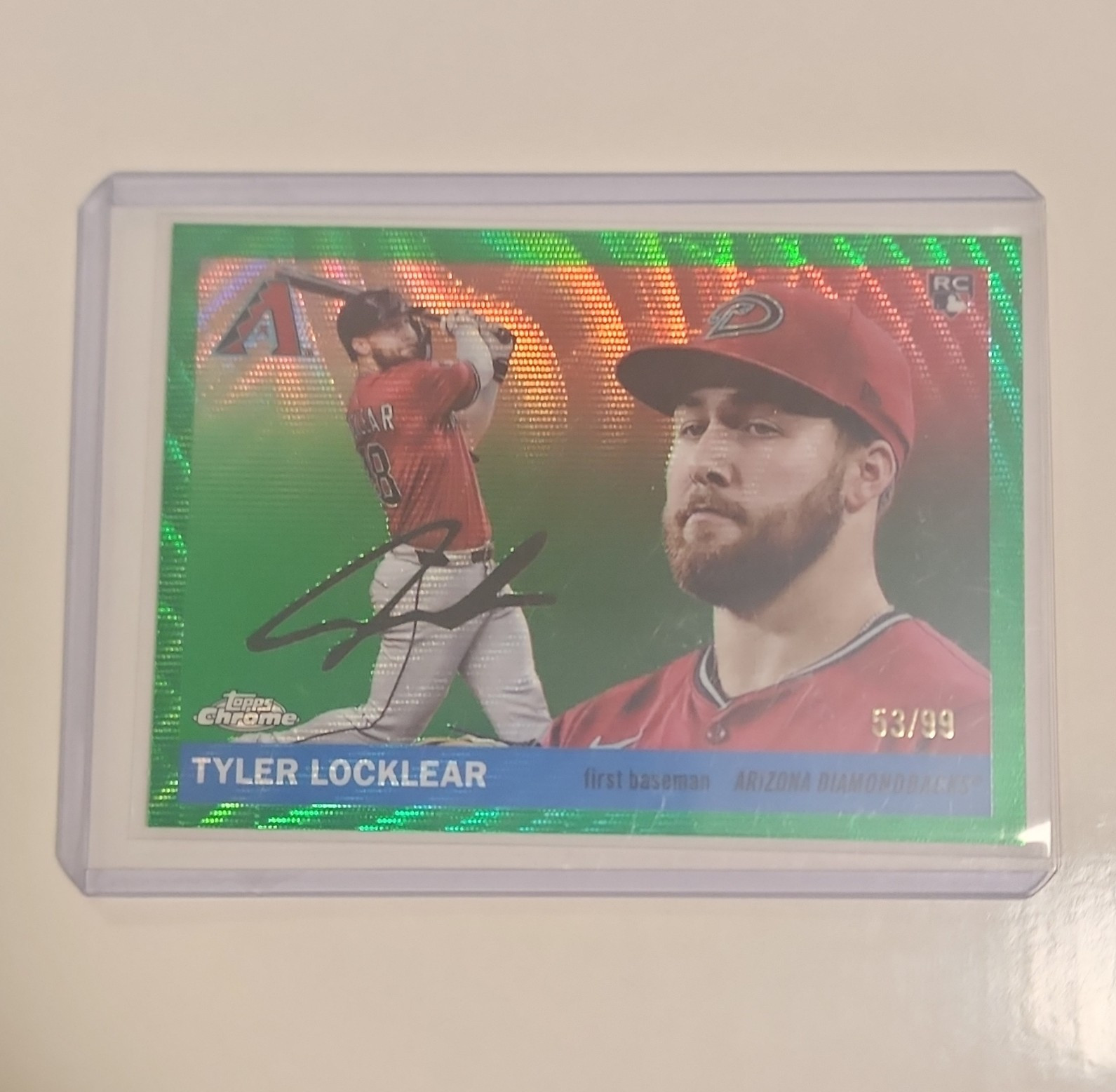 Topps 2025 Chrome Tyler Locklear Arizona Diamondbacks #373 RC Auto Green 53/99