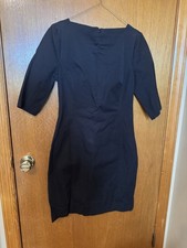 Banana Republic Black Dress Size 10 W Square Neck Line & 3/4 Sleeves NWT READ
