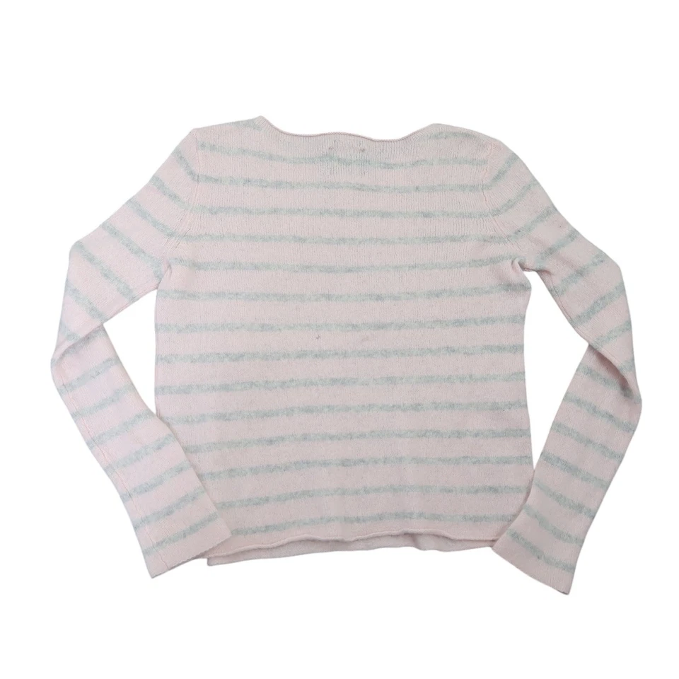 Abercrombie & Fitch 粉彩粉色和灰色条纹羊绒衫 XS — 第 2/4 张图片