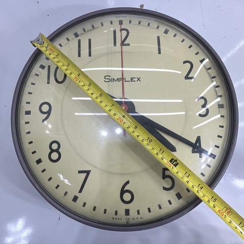 Vintage Simplex School Industrial Rustic Curved Glass Wall Clock Works - Picture 6 of 12