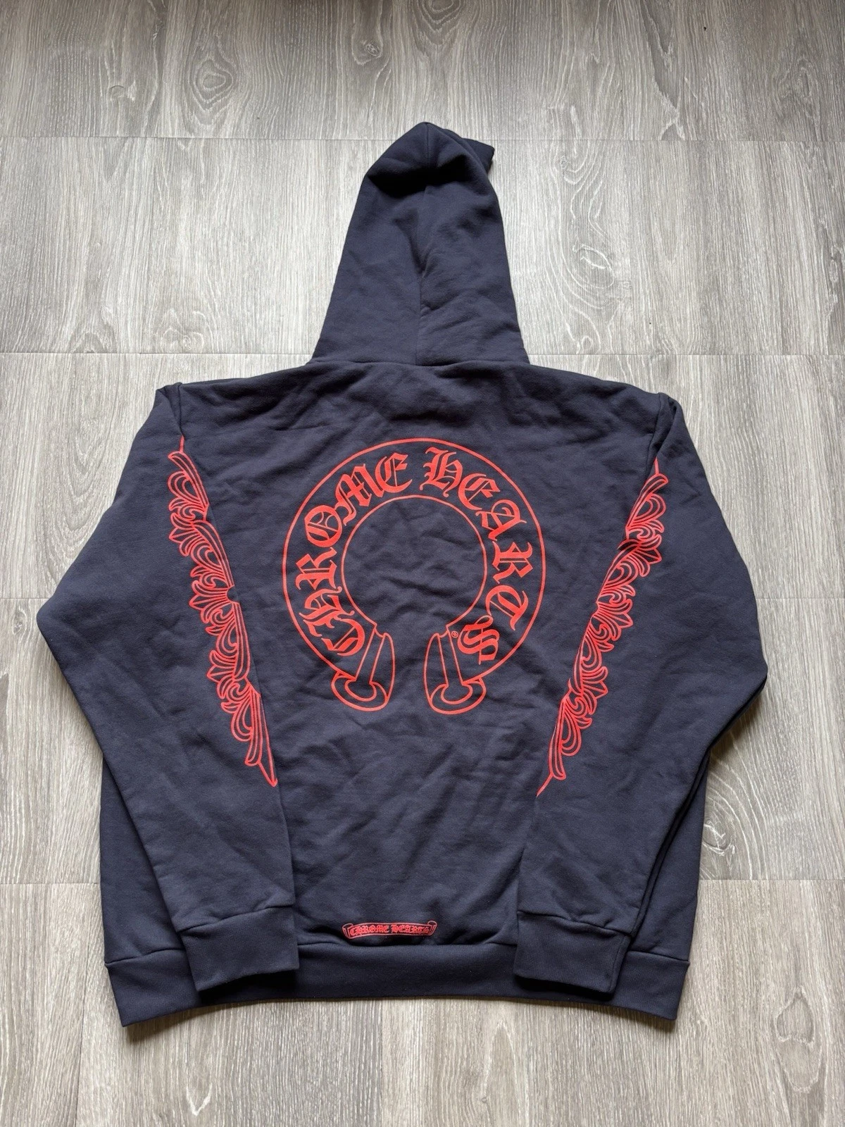 Felpa con cappuccio Chrome Hearts rosso navy floreale taglia large