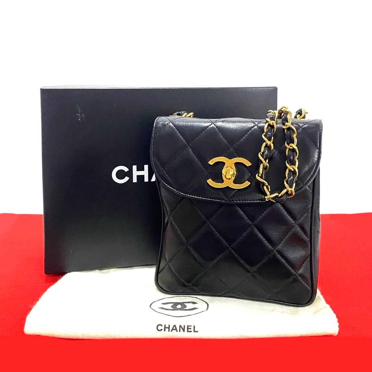 CHANEL COCO Mark Shoulder Bag in Black Lambskin Matrasse 506-1