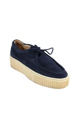 Gabriela Hearst Womens Lace Up Platform Low Top Sneakers Navy Suede Size 39