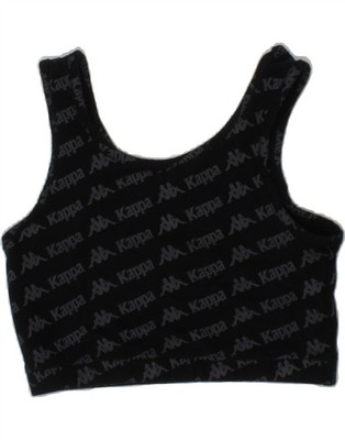 Kappa Damen Grafik Crop Top UK 4 XS Schwarz Baumwolle Sport S323